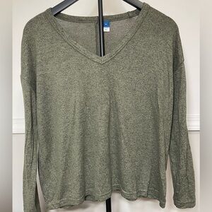 Old Navy Green Knit V-Neck Pullover Sweater Women's Size XS Lightweight